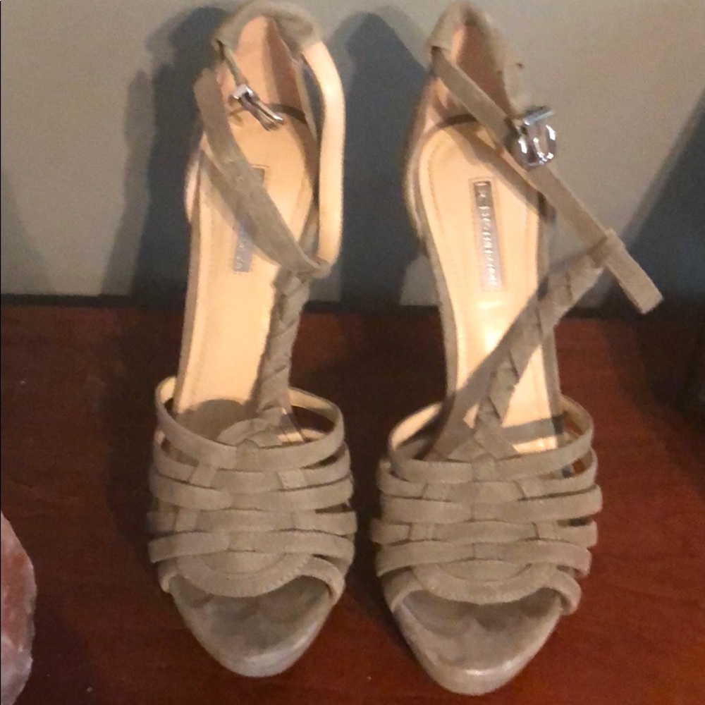 Suede sage heels
